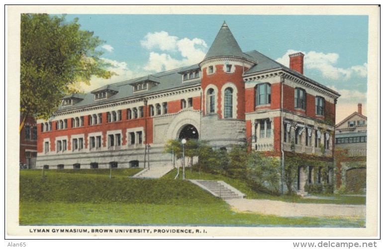 Providence RI Rhode Island, Lyman Gymnasium Brown Universtiy Campus, c1910s Vintage Postcard