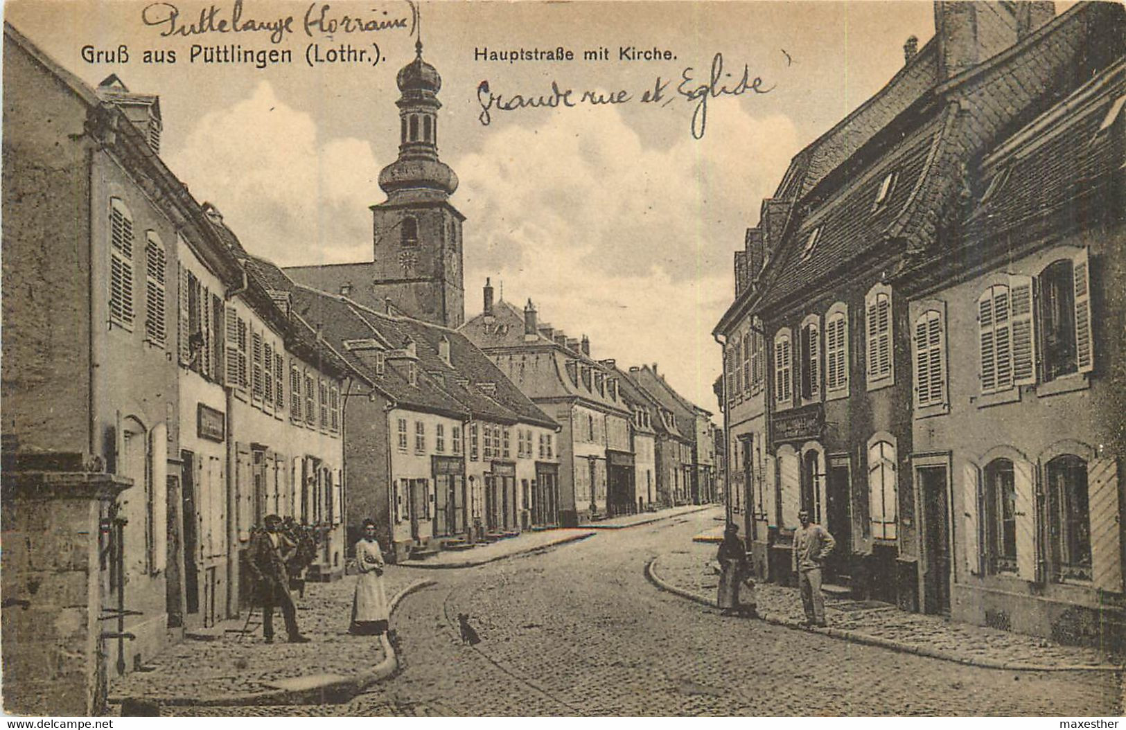 PUTTELANGE Gruss rue principale avec église