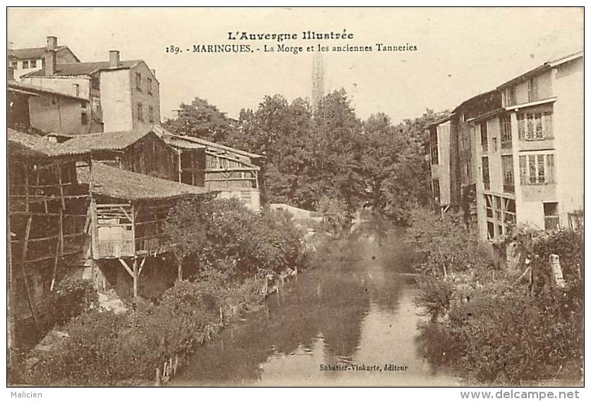 - puy de dome - ref 538 - maringues - la morges et les anciennes tanneries - tannerie - carte bon  etat -