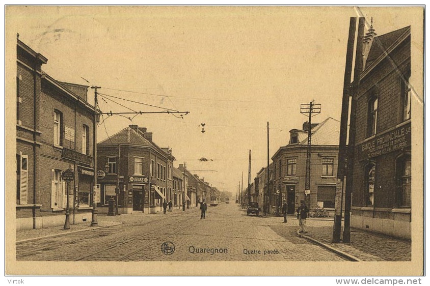 Quaregnon :   quatre pavée  (  TRAM )      ( ecrit avec timbre   )