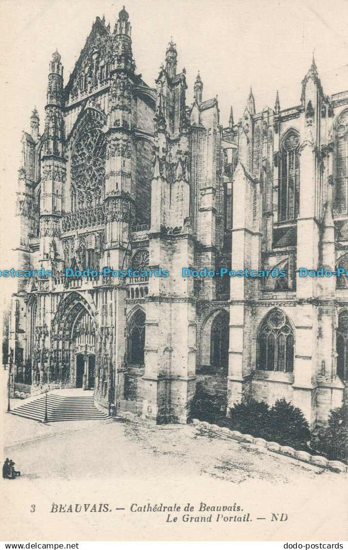 R009595 Beauvais. Cathedrale de Beauvais. Le Grand Portail. Levy et Neurdein Reu