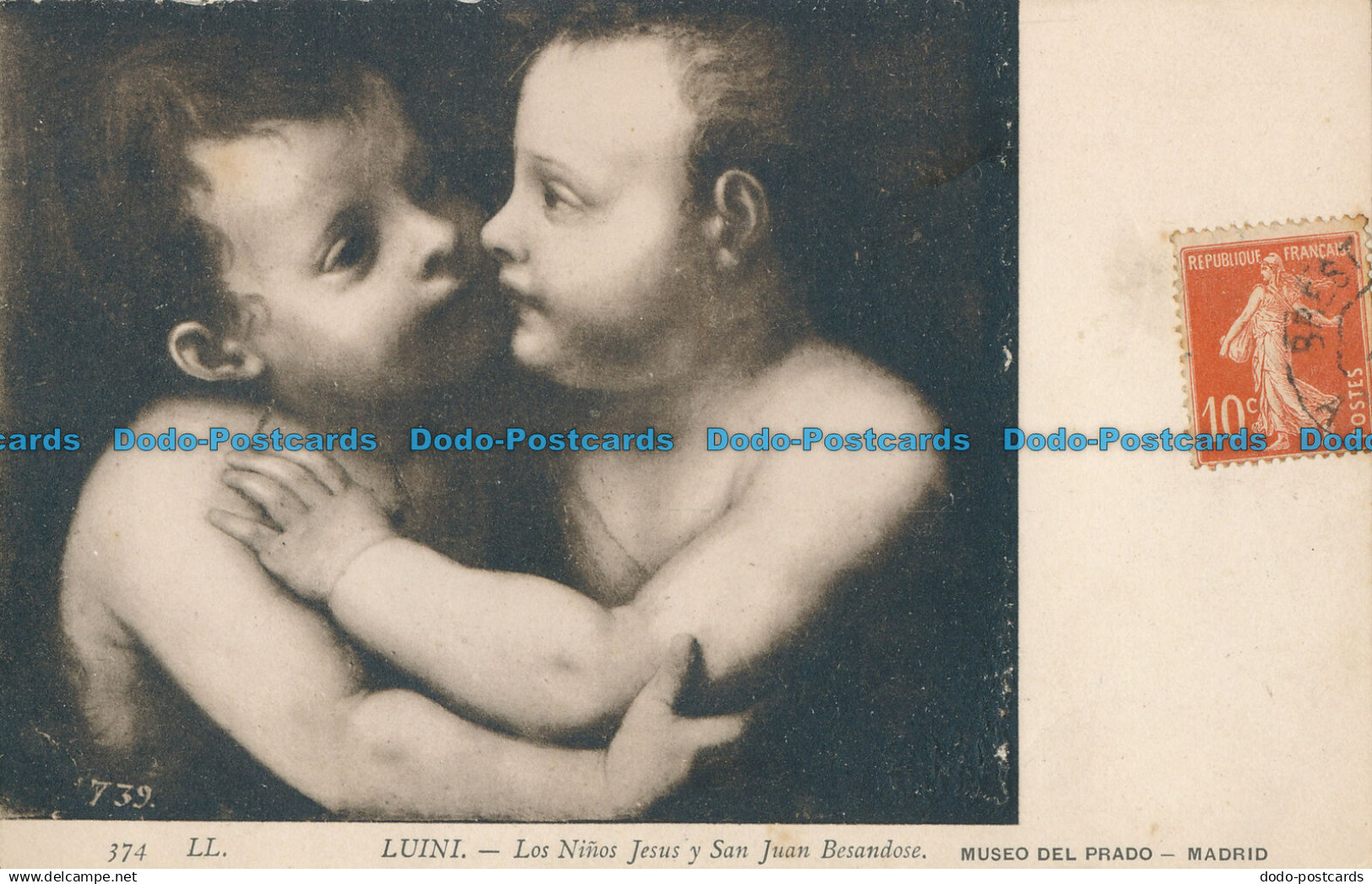 R014988 Luini. Los Ninos Jesus y San Juan Besandose. LL. No 374. B. Hopkins