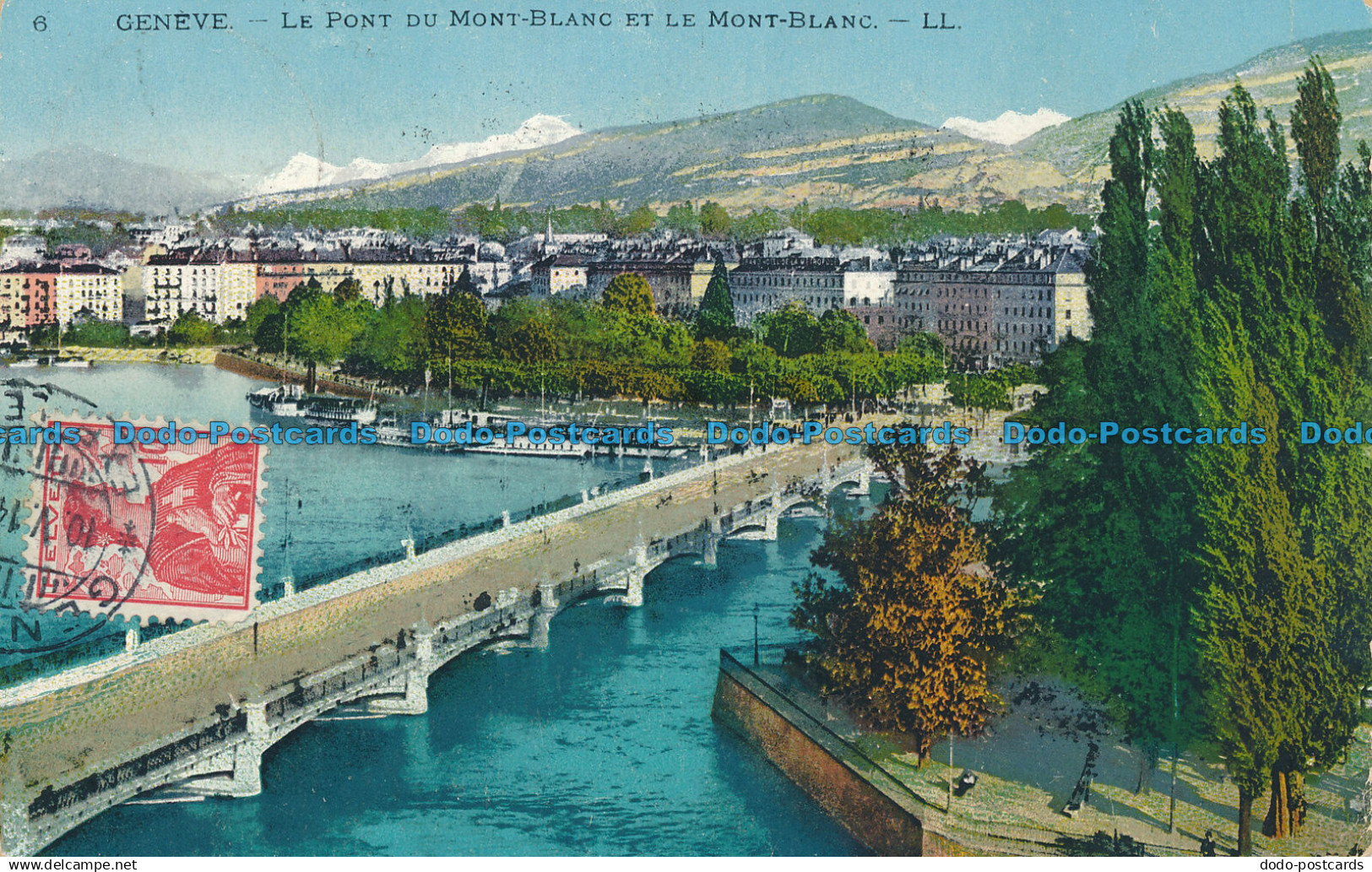 R030023 Geneve. le Pont du Mont Blanc et le Mont Blanc. LL. 1914