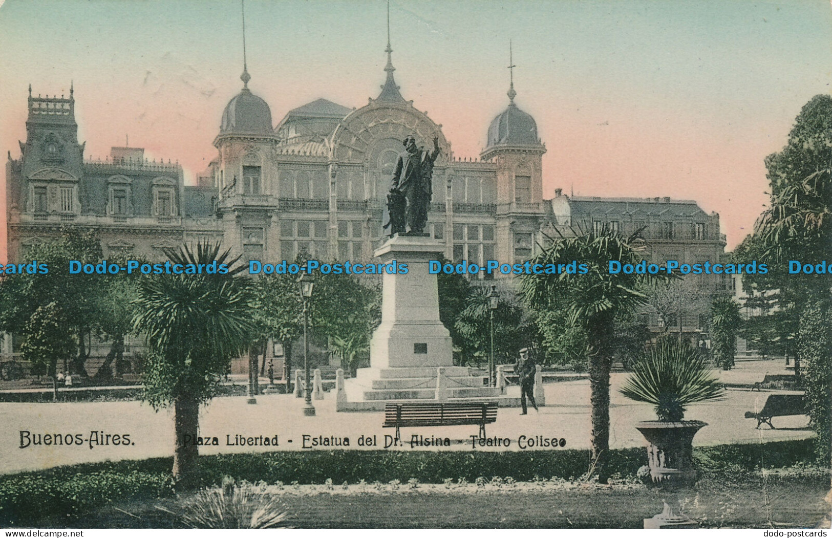 R132532 Buenos Aires. Plaza Libertad. Estatua del Dr. Alsina. Teatro Coliseo. 19