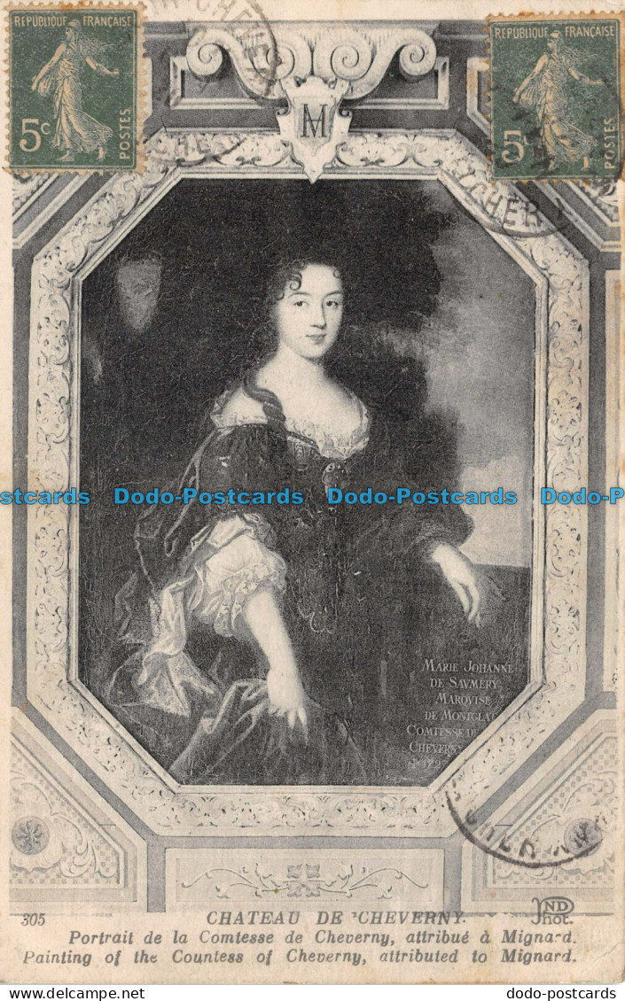 R135639 Chateau de Cheverny. Painting of the Countess of Cheverny attributed to