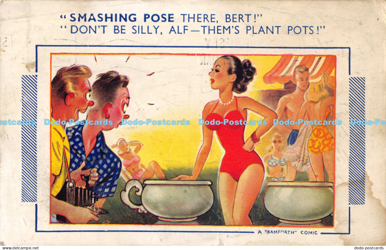 R169414 Smashing Pose there Bert. Dont be silly Alf. Thems plans pots. Bamforth.