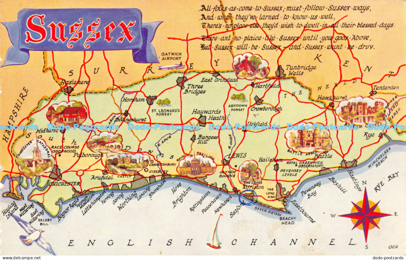 R177639 Sussex. Map of Sussex. D. Constance Limited