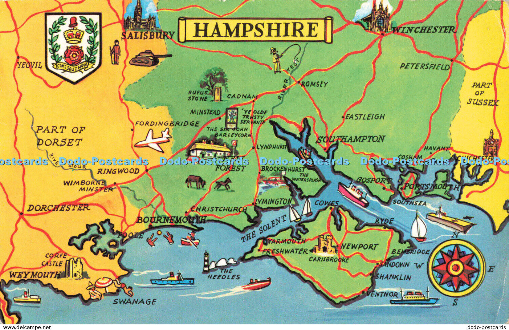 R203669 Hampshire Map 1972 Postcard