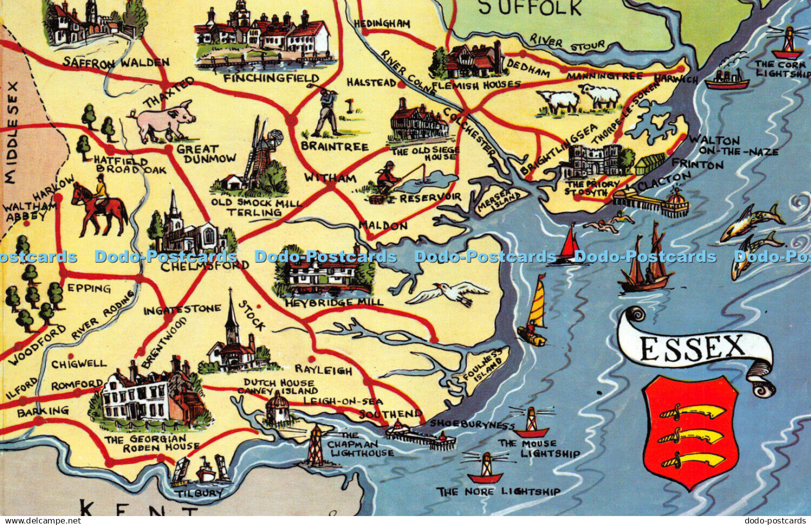 R282375 Essex Map Postcard