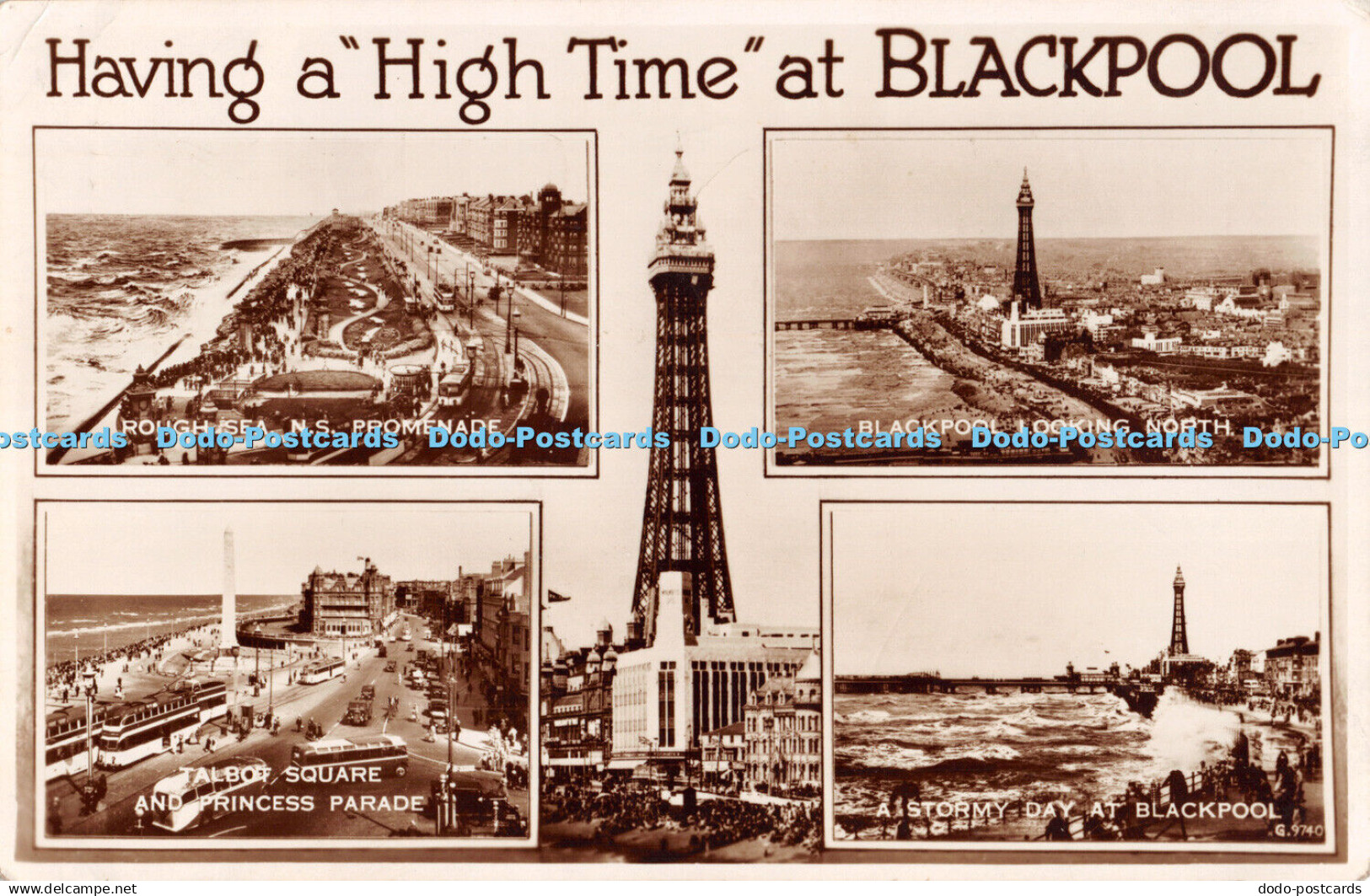 R303417 Having a High Time at Blackpool Rough Sea N S Promenade Talbot Square An