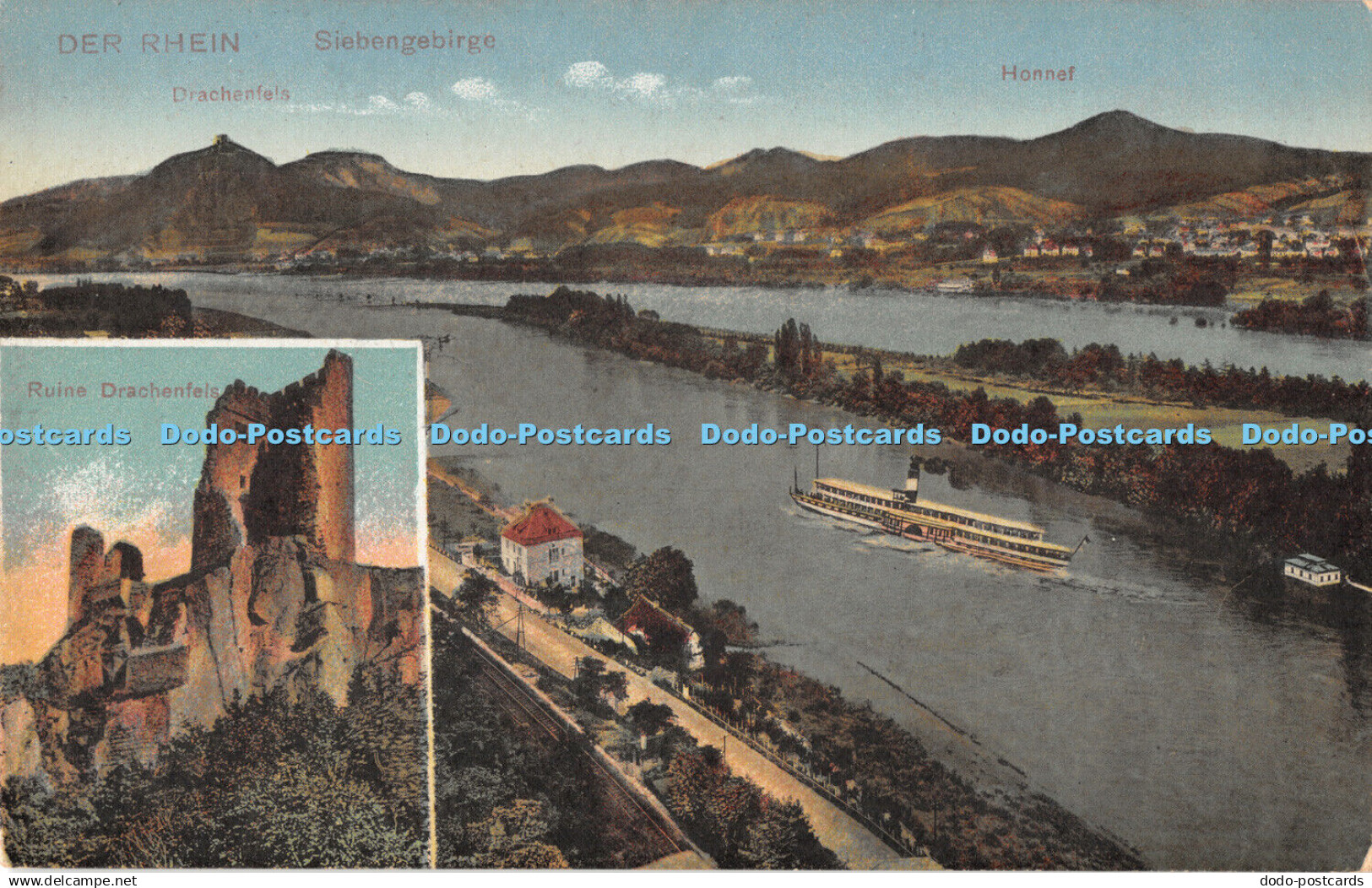 R329216 Der Rhein Siebengebirge Drachenfels Honnef Ruine Drachenfels Kunstanstal