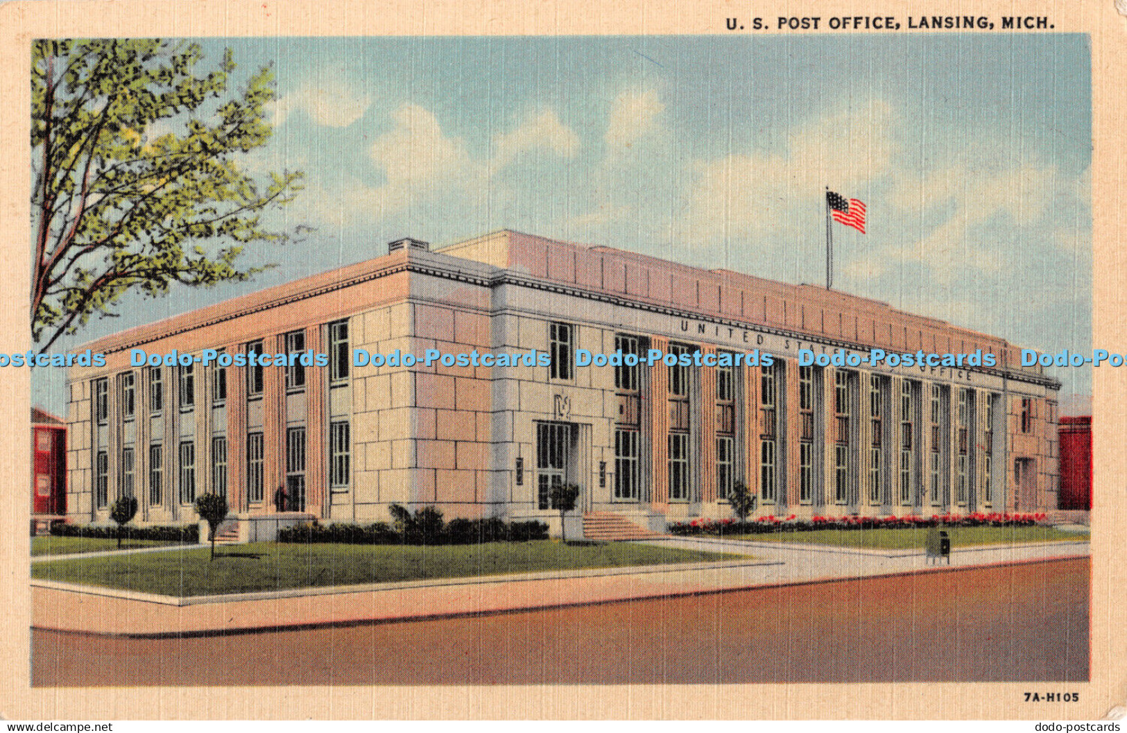 R356440 U S Post Office Lansing Mich 7A H105 Rose News Curteich C T Art Colorton