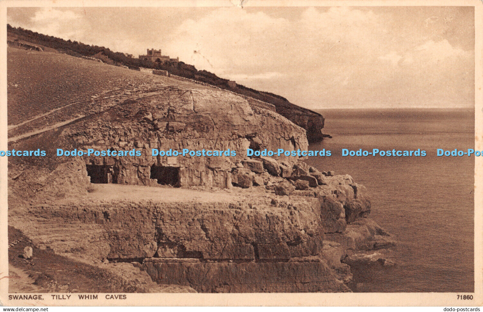 R365170 Swanage Tilly Whim Caves Hill and Churchill Postcard