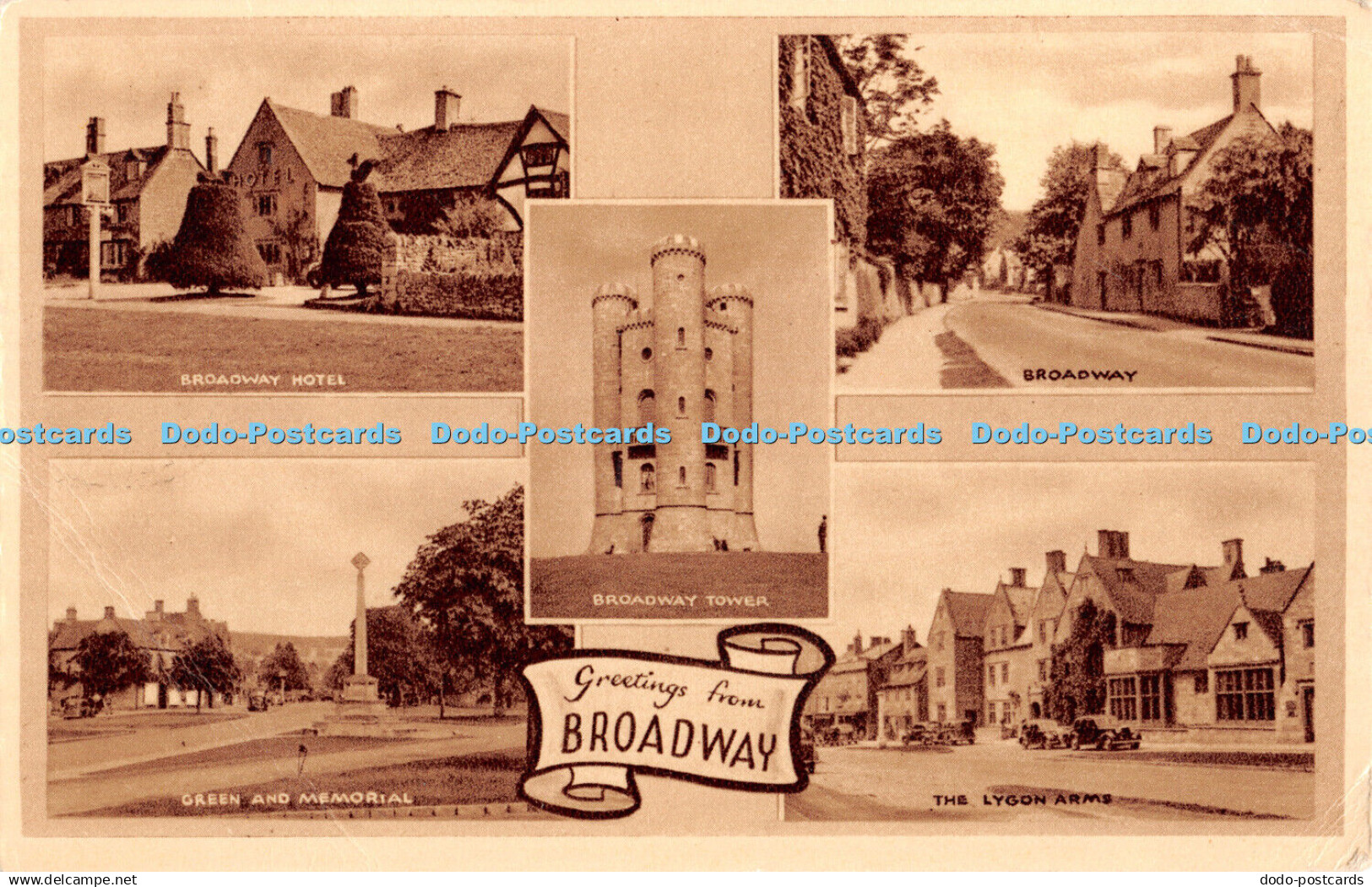 R365787 Greetings from Broadway Broadway Hotel Green and Memorial Photochrom Mul