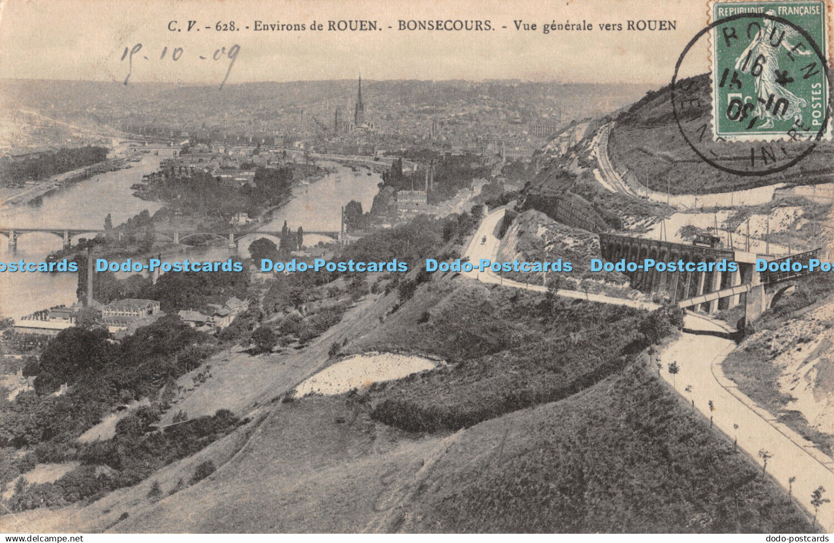 R405106 Environs de Rouen Bonsecours Vue generale vers Rouen 1909