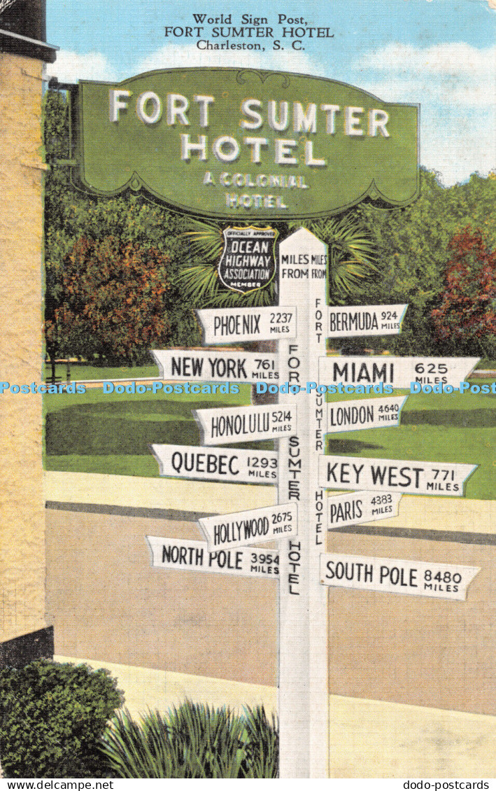 R406325 World Sign Post Fort Sumter Hotel Charleston S C E C Kropp 22067