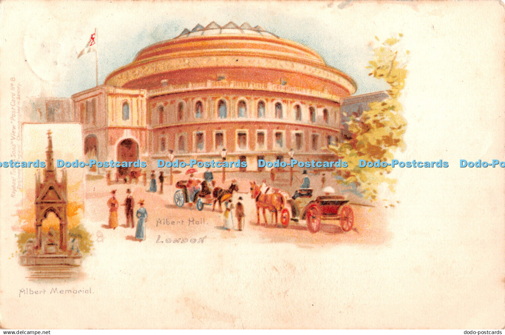 R413858 London Albert Hall Albert Memorial Tuck View Postcard No 8 1904