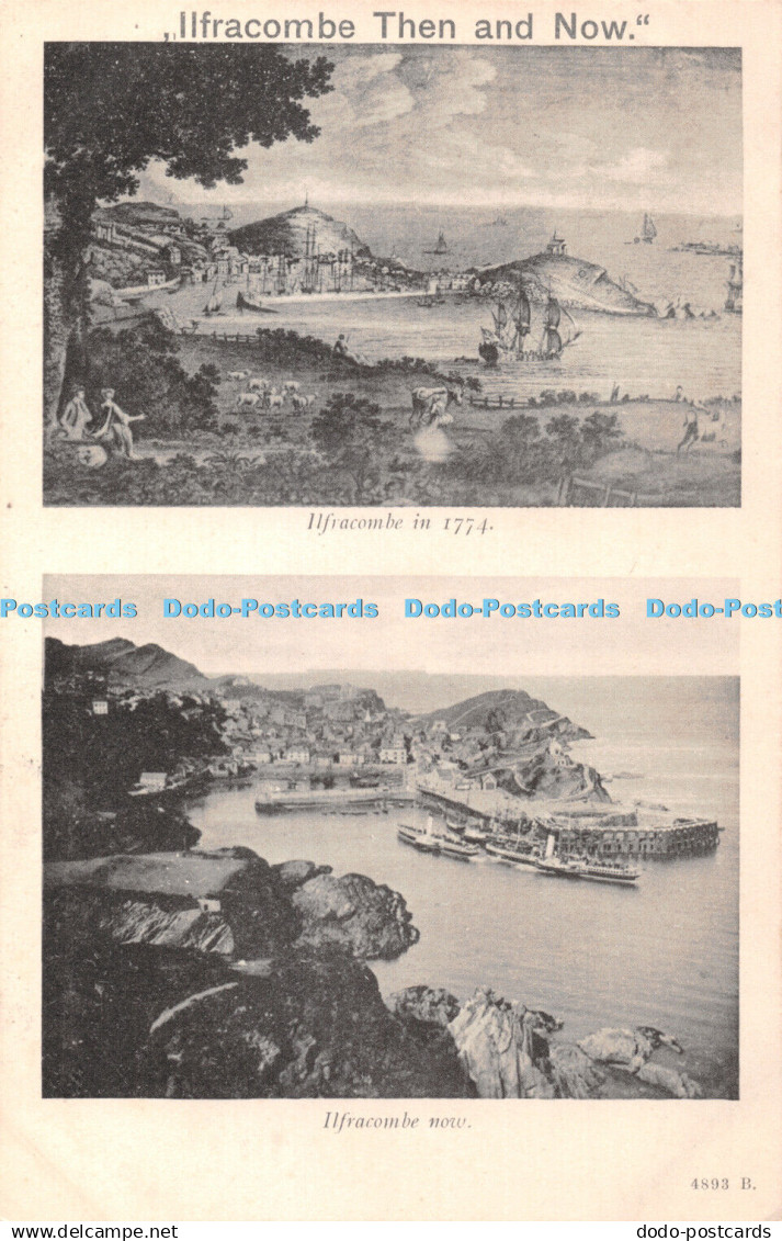 R420905 Ilfracombe Then and Now In 1774 Ilfracombe now Pictorial Stationery Plat