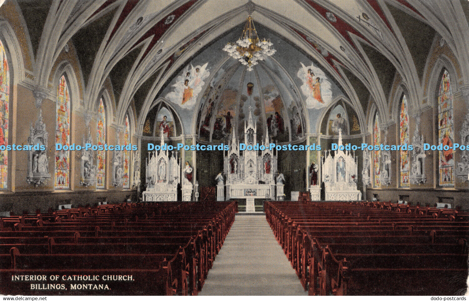 R428665 Montana Interior of Catholic Church Billings J J Casey C T Photochrom