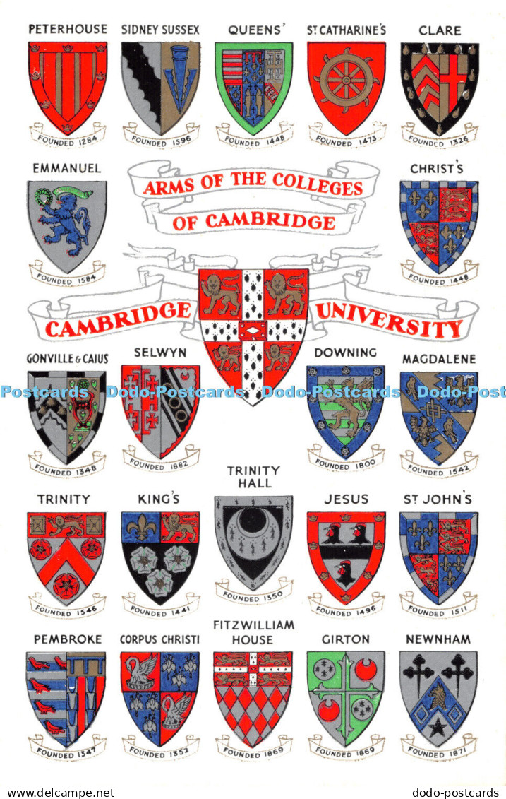 R476372 Arms of the Colleges of Cambridge Cambridge University Alfred Savage