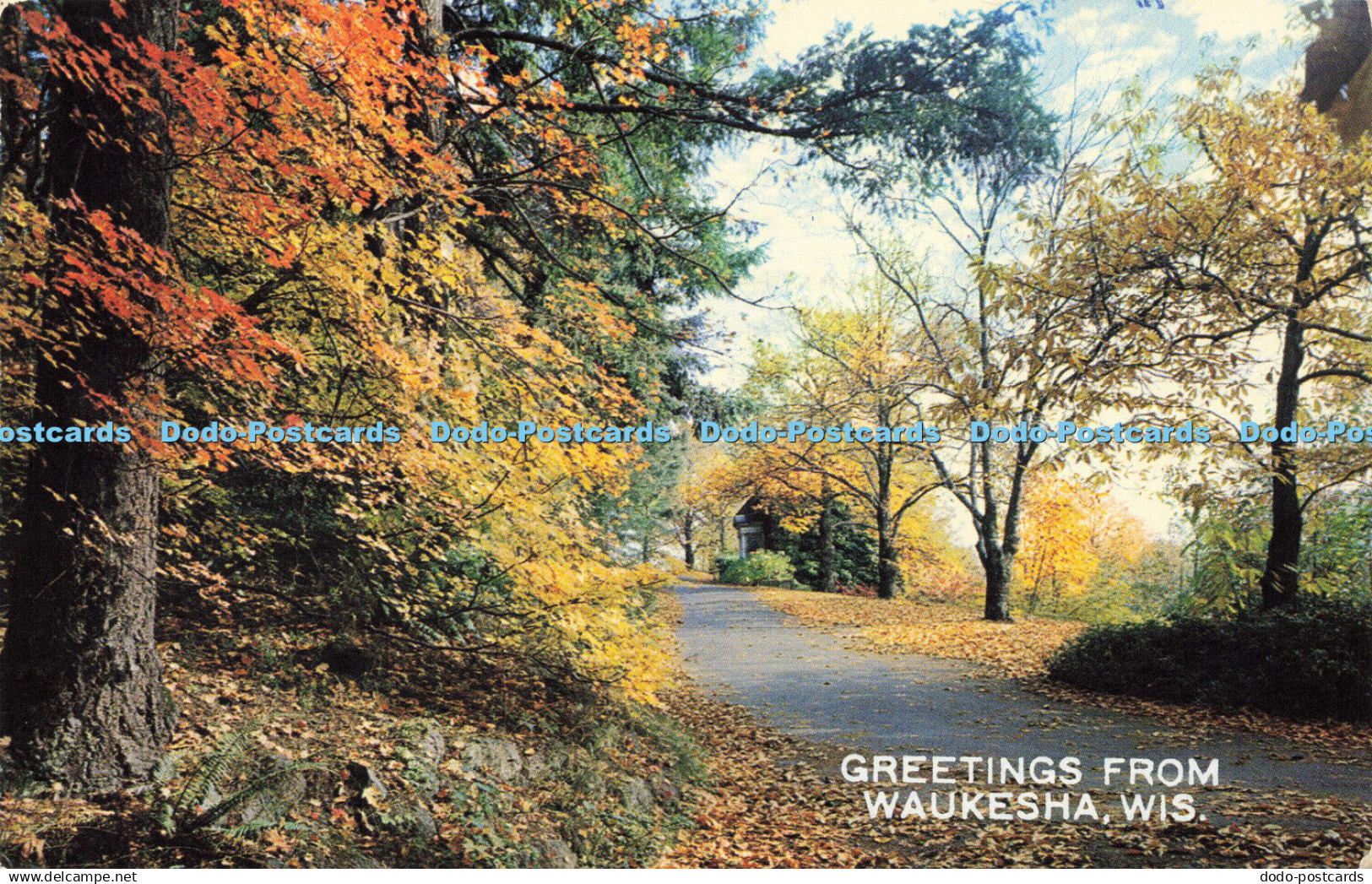 R581935 Greetings from Waukesha Wis Modern Highway Plastichrome Gan Nilson