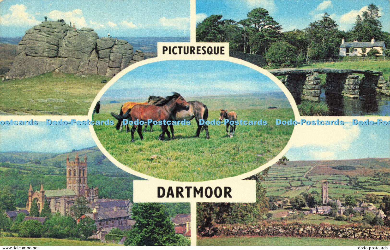 R582056 Picturesque Dartmoor Haytor Rocks Clapper Bridge Dartmoor Ponies Photo P