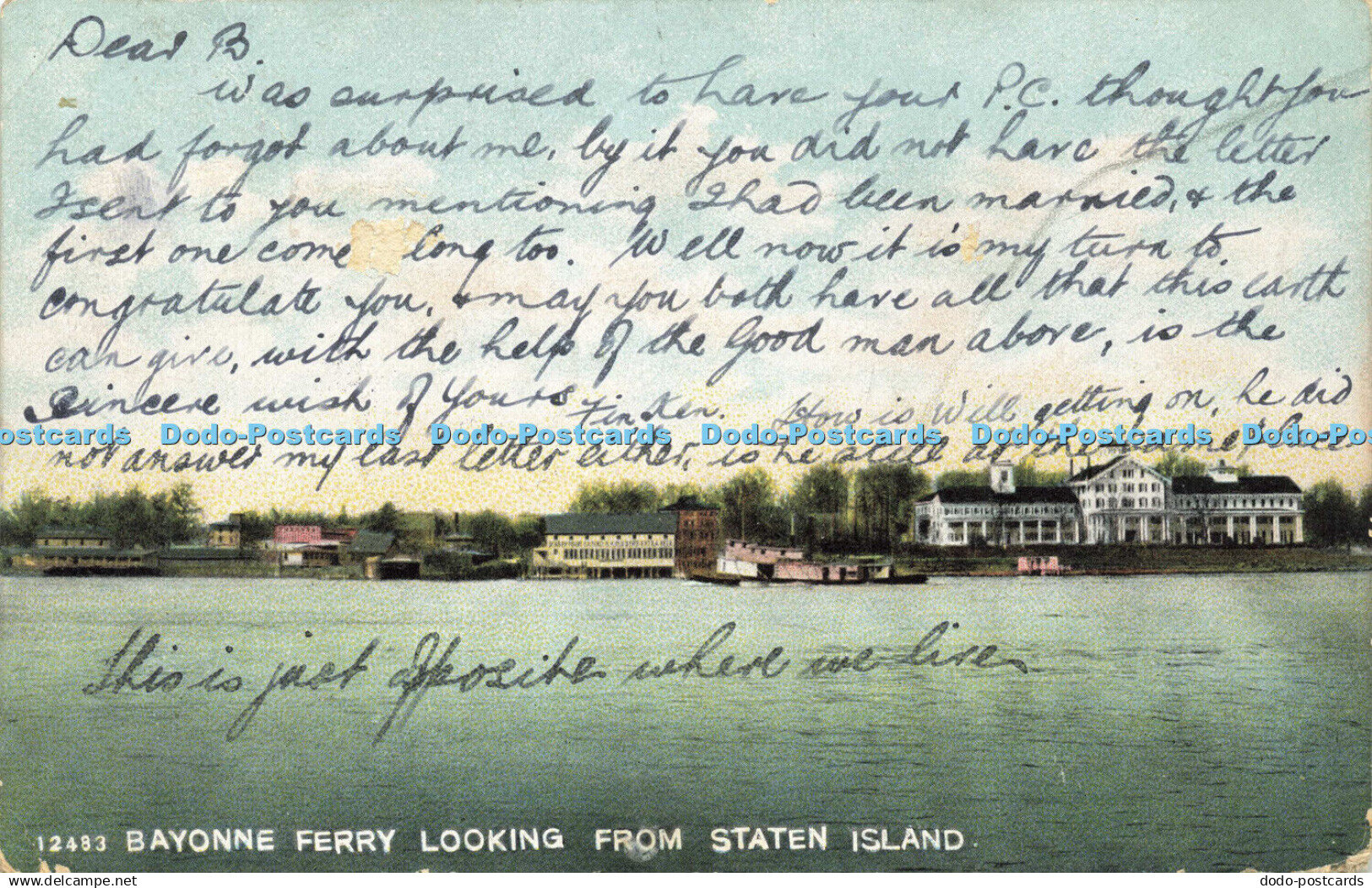 R595426 Bayonne Ferry Looking from Staten Island Souvenir Post Card 1907