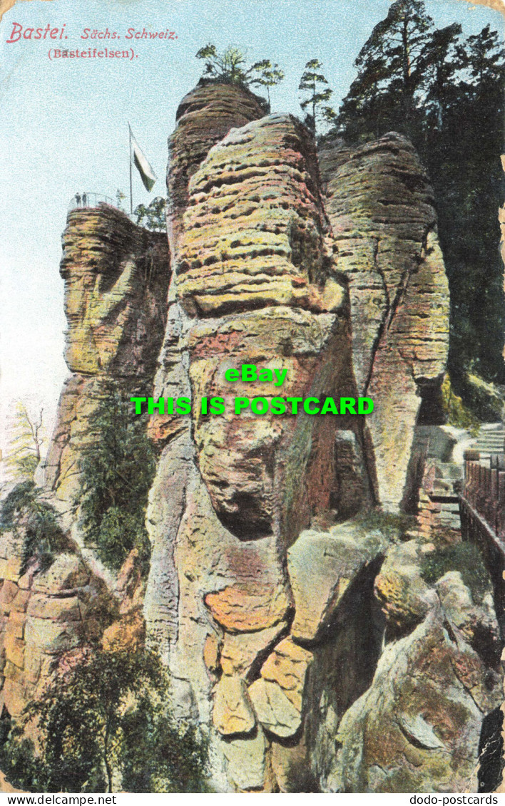 R619580 Bastei. Sachs. Schweiz. Basteifelsen. A. Hugo Engler. Dresden. 09. 2667.