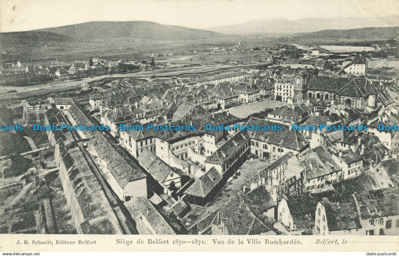 R637942 Siege de Belfort. Vue de la Ville Bombardee. J. B. Schmitt