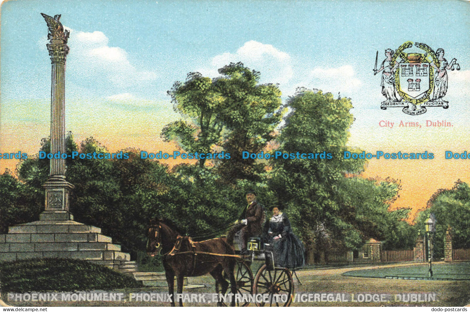 R645936 Dublin. Phoenix Monument. Phoenix Park. Entrance to Viceregal Lodge. Cha