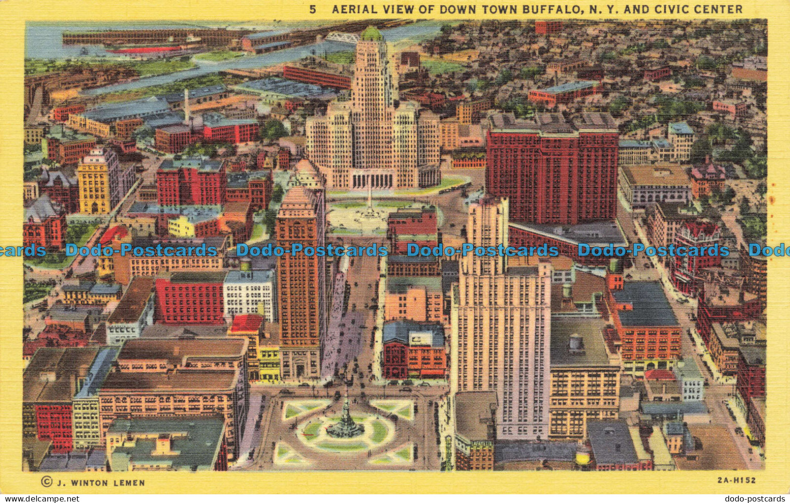 R648522 Aerial View of Down Town Buffalo. N. Y. And Civic Center. Buffalo Statio