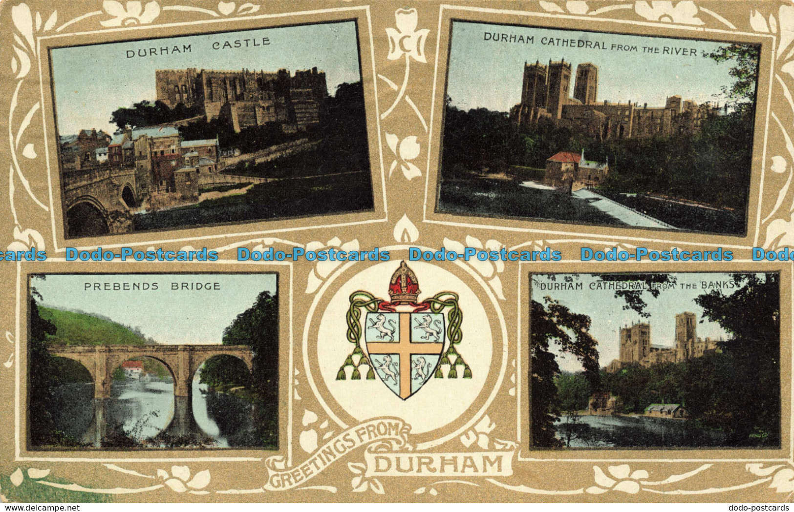 R650997 Greetings from Durham. Durham Castle. Prebends Bridge. Valentines Series