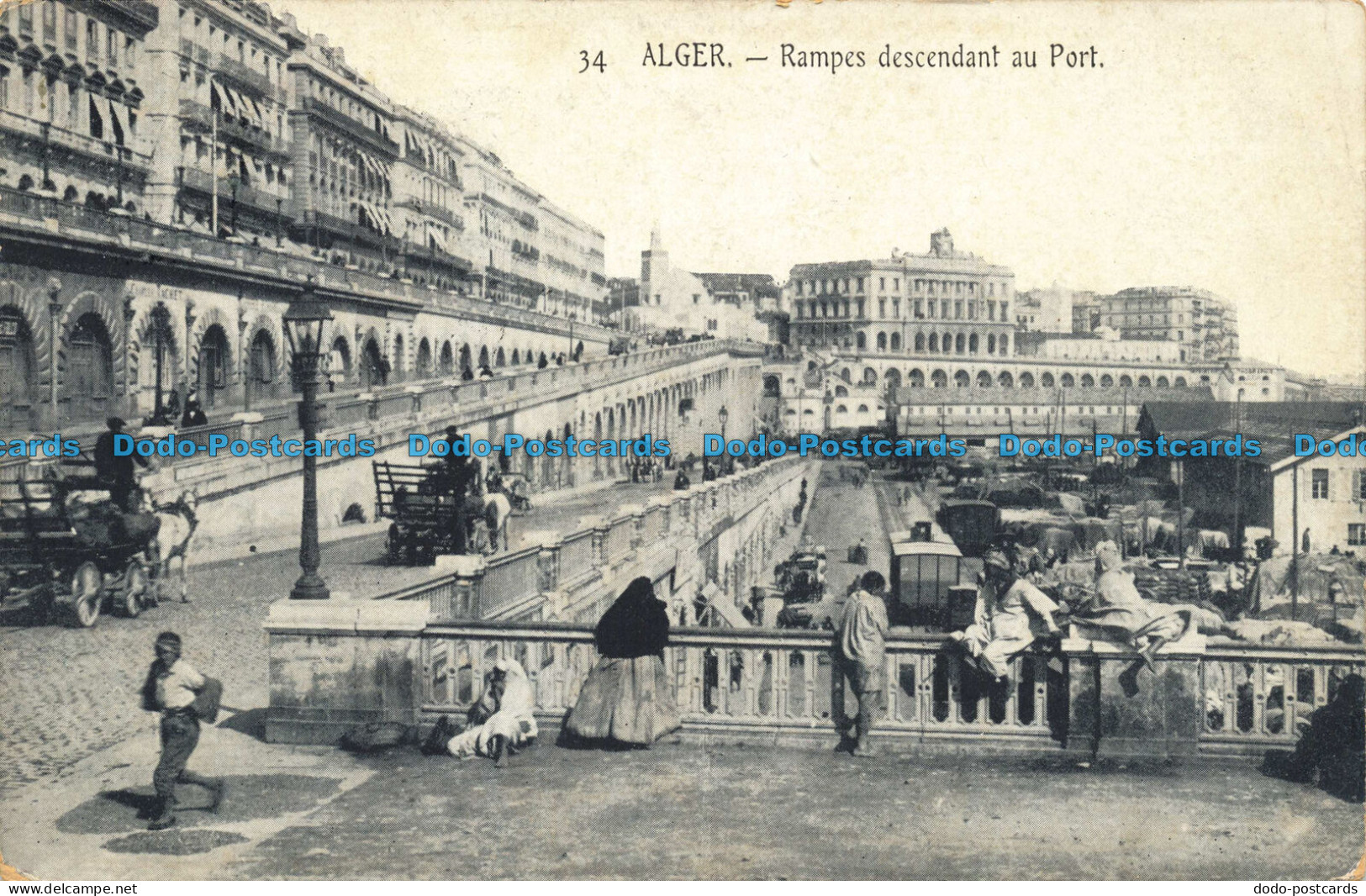 R651197 Alger. Rampes Descendant au Port. Au Chinois. 1909