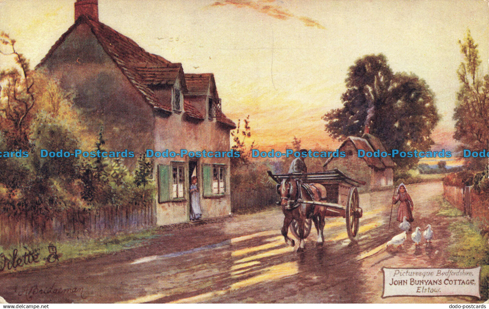 R657662 Elstow. Picturesque Bedfordshire. John Bunyan Cottage. Tuck. Oilette. Se