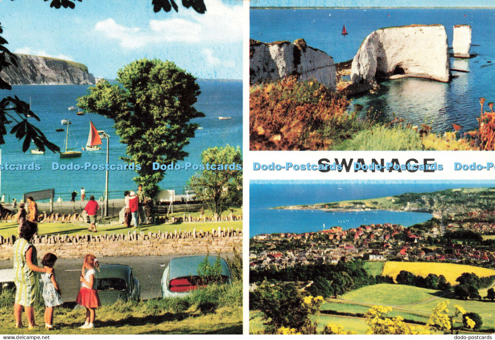 R680399 Swanage. Dorset. Old Harry Rocks and Swanage. John Hinde Ltd. Multi View