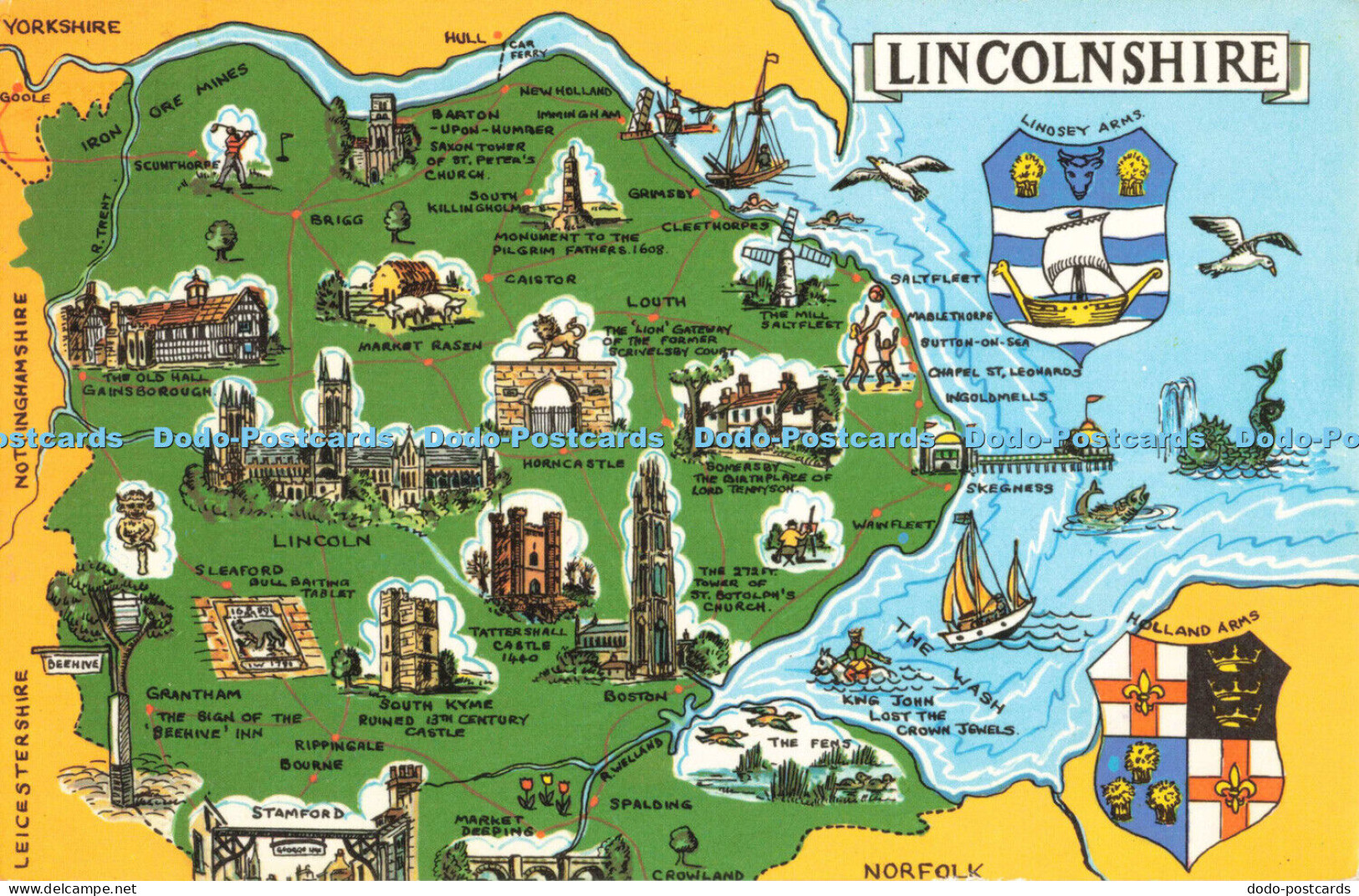 R680711 Lincolnshire. Map. Postcard