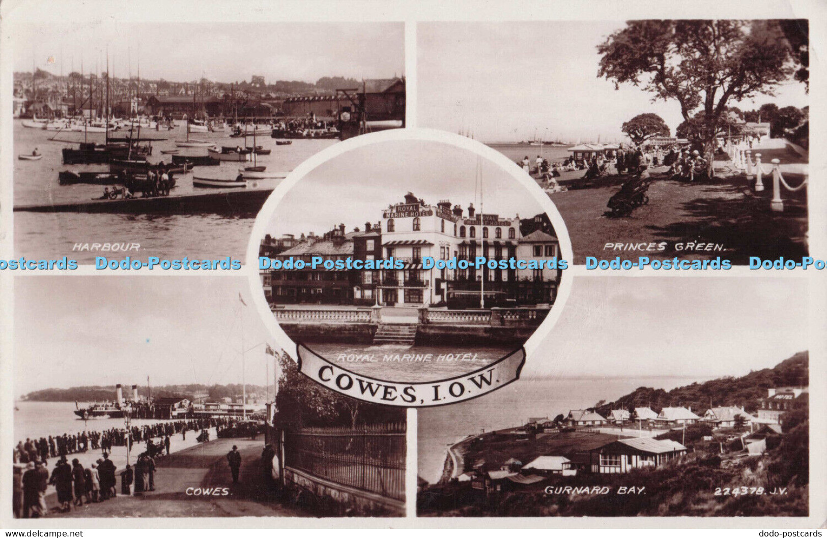 R695877 I. o. W. Cowes. Gurnard Bay. Princes Green. Harbour. Valentine. RP. Mult