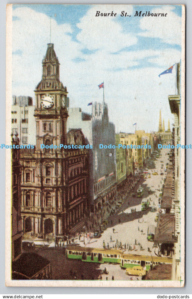 R773802 Melbourne Bourke St Novelty Card Melbourne Vistas Series