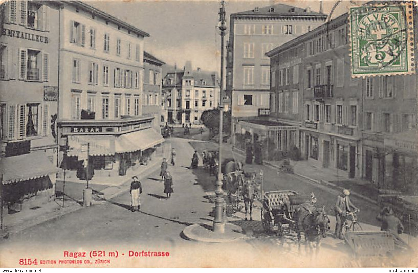 RAGAZ (SG) Dorfstrasse - Pferdekutschen - Verlag Photoglob 8154