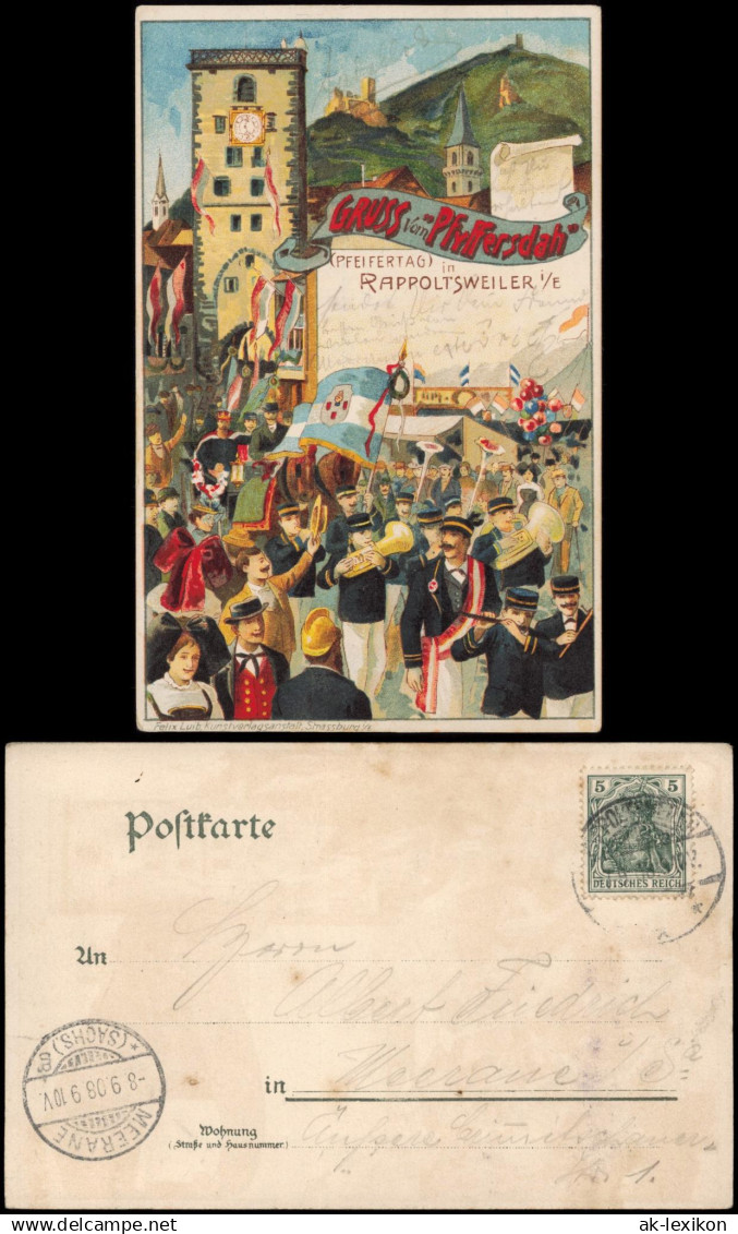 Rappoltsweiler Ribeauvillé Künstlerkarte PFEIFERTAG Elsaß 1908