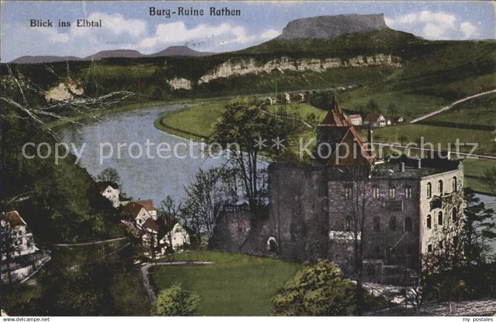 Rathen Saechsische Schweiz Burgruine Rathen Elbetalblick