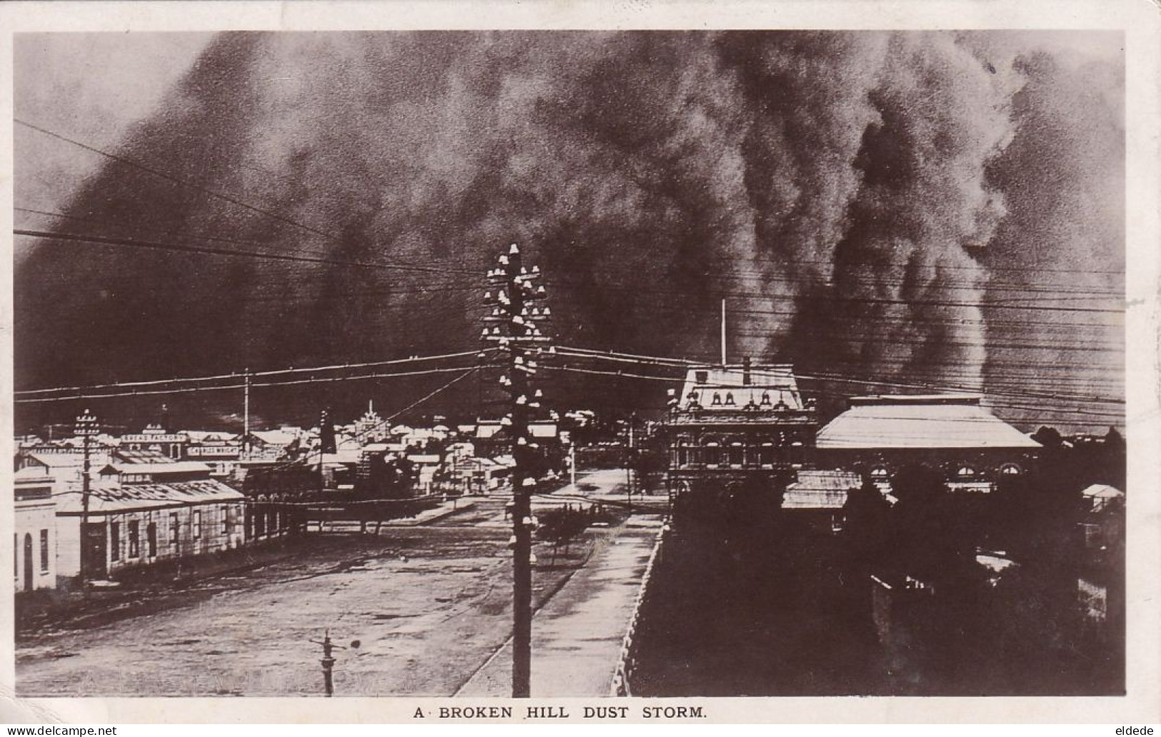 Real Photo A Broken Hill dust storm  Tempete de sable Brokenshire Bros .