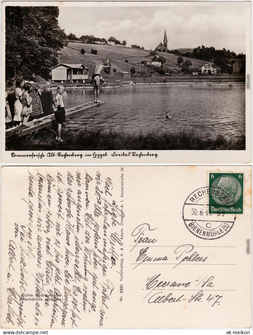 Rechenberg Bienenmühle Freibad - Sprungturm 1937