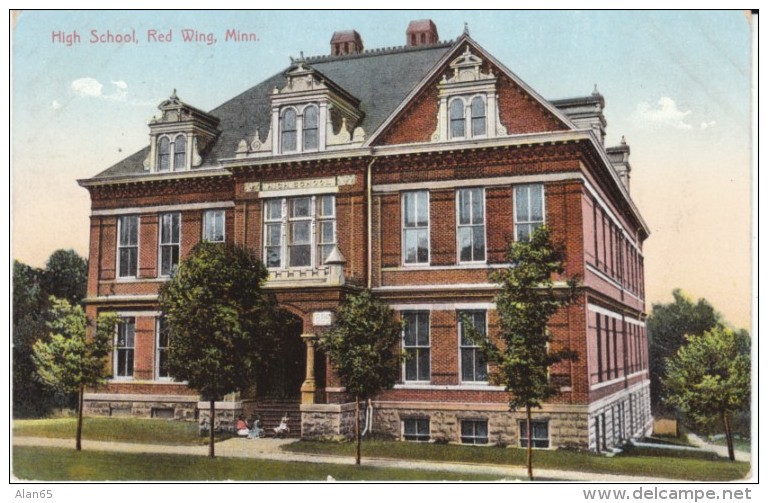 Red Wing MN Minnesota, High School Building, Architecture, c1900s Vintage Postcard