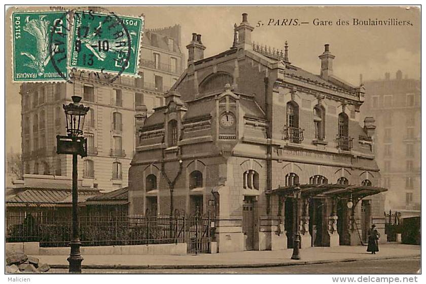 - ref D407 - paris - gare des boulainvilliers - gares  - carte bon etat -