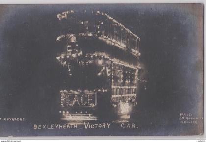 Bexleyheath London Suburbs Peace Victory Car Vintage Photo Postcard Carte-Photo Tram Tramway Illuminé