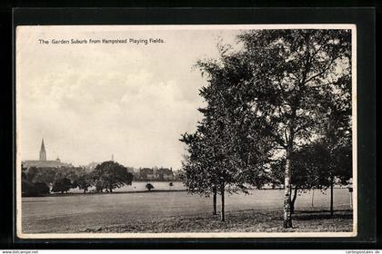 Pc Hampstead /London, The garden suburbs from Hampstead playing fields