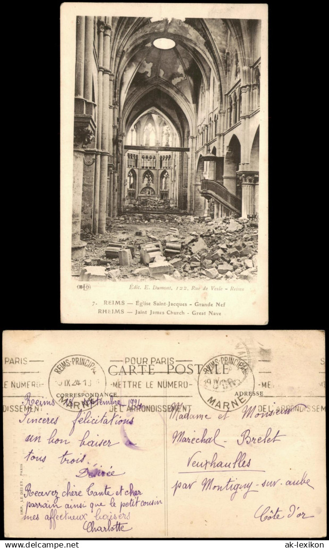 Reims Reims Église Saint-Jacques (Zerstörung im 1. Weltkrieg) 1924