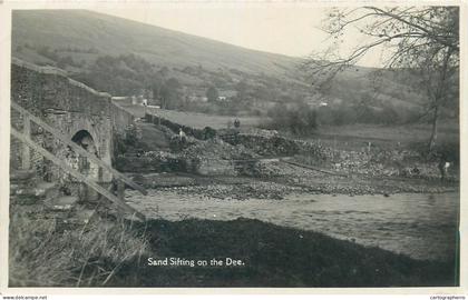 A real photograph postcard Wales - Sand sifting on the Dee