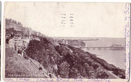 post card CARTE POSTALE DE FOLKESTONE DE 1918 >2 TIMBRES A DATE DE FOLKESTONE MAIS  AUSSI DE BIARRITZ A L´ARRIVEE